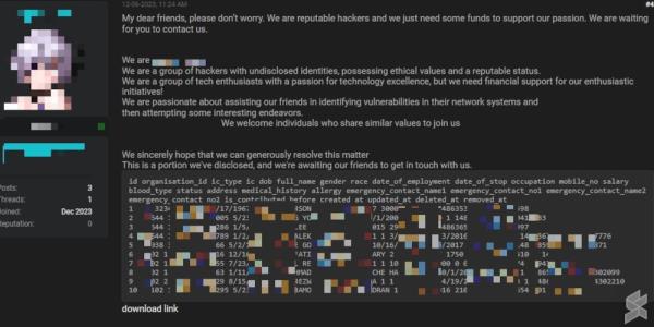 Alleged data sample obtained from Perkeso. — SoyaCincau pic 