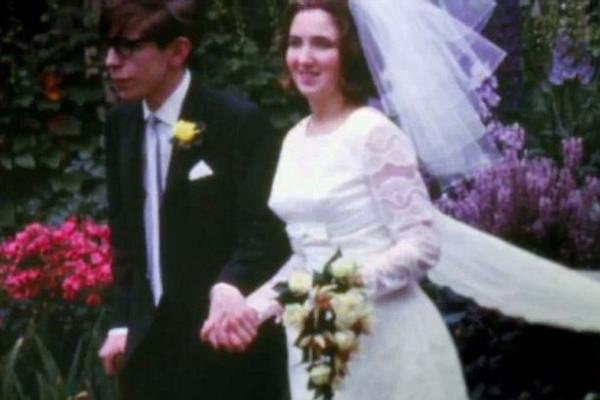 Stephen Hawking on his wedding day to first wife Jane Wilde