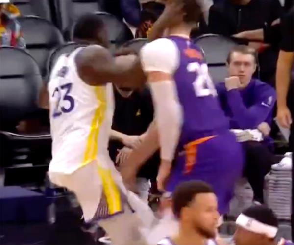 Warriors forward Draymond Green was ejected early in the third quarter when he got tangled up with Suns big Jusuf Nurkic and inexplicably spun around and smacked him in the face during a game on Dec. 12, 2023. 