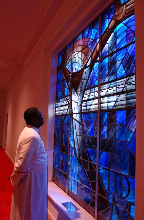 The Rev. Arthur Price admires the 