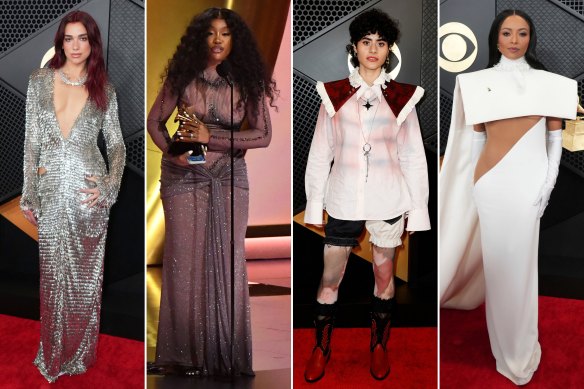 Dua Lipa in Courreges, SZA, Mo<em></em>ntaigne and Kat Graham in Stephane Rolland at the Grammys.