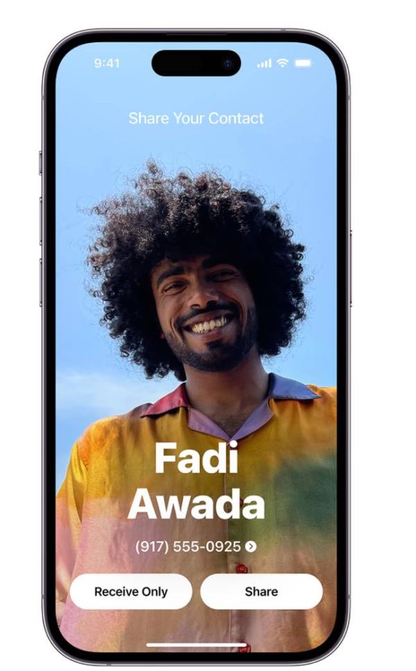 NameDrop allows users to share and receive co<em></em>ntact information. Credit: Apple